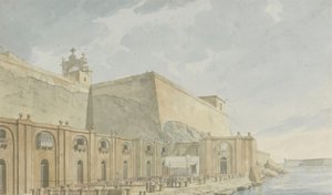 Uitzichten in de Levant: Versterkt Gebouw ten Noorden van een Haven door William Reveley